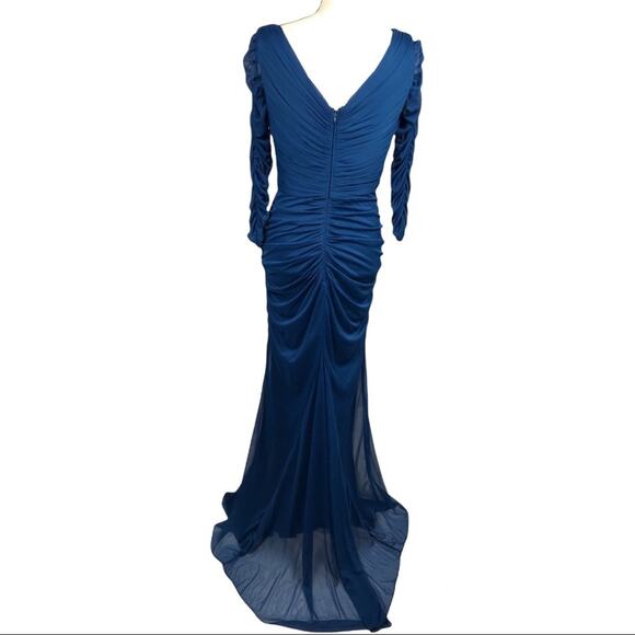 Adrianna Papell Occasions Blue Rushed Gown Dress  Jewels size 6 - Picture 5 of 14